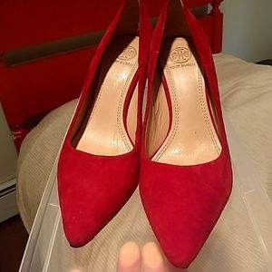 Tory Burch Red Suede Pumps